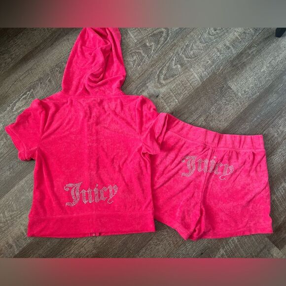 Juicy Couture Bling Terry Tracksuit Hoodie & Shorts Set- Size Medium - Picture 1 of 15